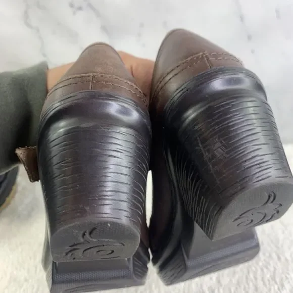 Sanita Womens Nyla Brown Leather Round Toe Wedge Heel Buckle Mary Jane Shoes 38 - Picture 6 of 16